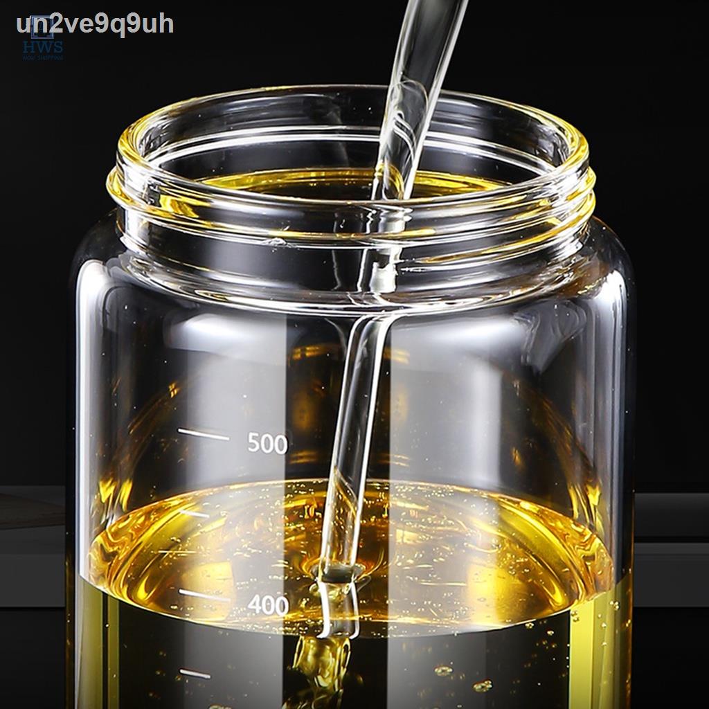 Glass Transparent Large Cooking Oil Bottles Glass Material Automatically Open Bottles