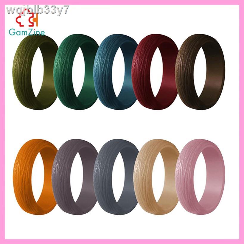 GamZine  10x Silicon Rubber Rings Wedding Bands Stackable Thin Rings for Unisex 5.7mm