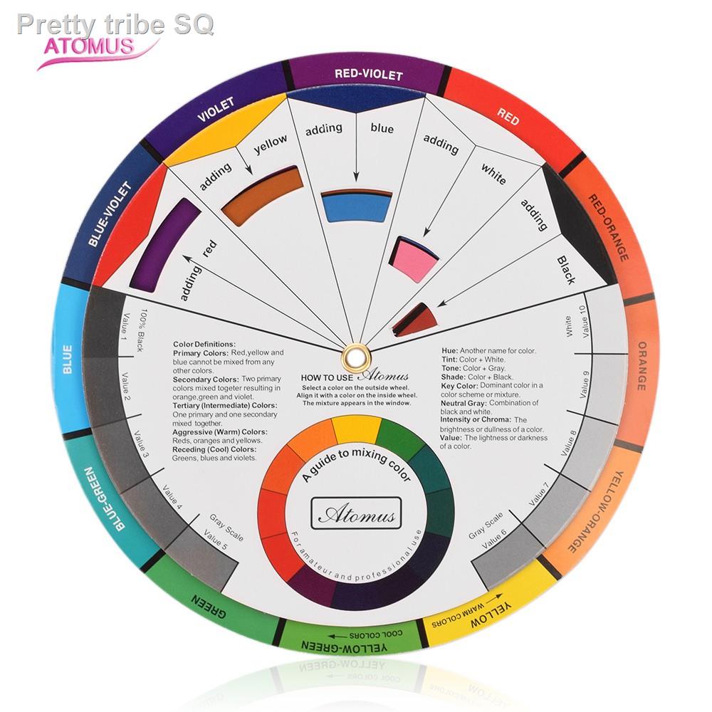 Pocket Size Color Wheel Paper Card Paint Mix Learning Guide Artist Chart Wheel