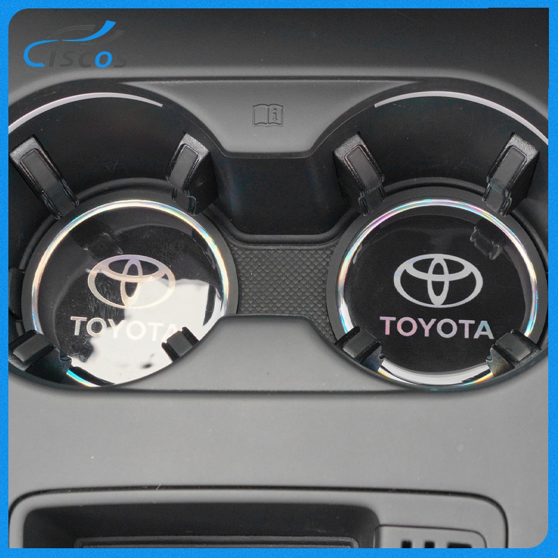 Ciscos ที่รองแก้วในรถยนต์ เลเซอร์ ที่รองแก้วน้ําในรถยนต์ แผ่นรองกันลื่น ของแต่งภายในรถยนต์ สำหรับ Toyota Veloz Wish CHR Yaris Altis Sienta Fortuner Vios Corolla Prius Camry Alphard