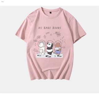 เสื้อ ✖﹍✆【สินค้าลิขสิทธิ์มั่นใจ】เสื้อยืด We Bare Bears x NASA ร่วมกันฝึกอวกาศ ลายการ์ตูนน่ารัก แขนสั้น