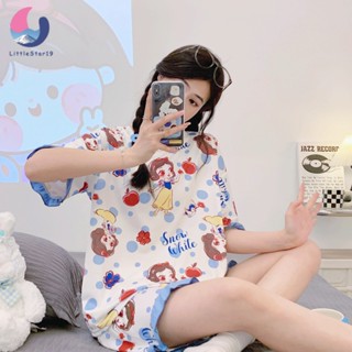 Snow White Princessชุดนอนผู้หญิงแขนสั้นพิมพ์ลายการ์ตูนสไตล์เกาหลีน่ารัก ❤️ พร้อมส่ง Womens pajamas【LittleStar19】