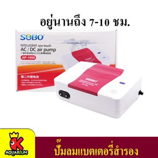 Sobo Ap-1000 ปั๊มลม AC/DC ปั๊มลมแบตเตอร์รี่ สำรองไฟฟ้ากรณีไฟดับฉุกเฉิน คละสี ดำ/แดง