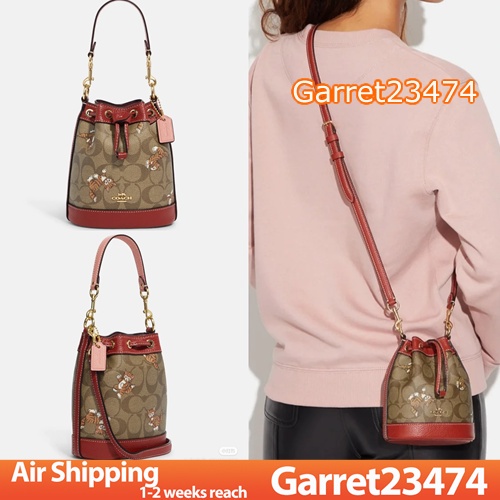 Coach CC431 Mini Dempsey Bucket Bag Women Crossbody Sling Handbag bucket bag with dancing kitten print431