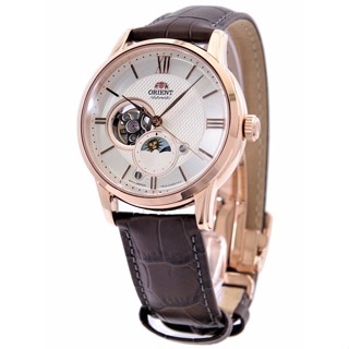 Orient Watch "Sun &amp; Moon" กึ่งโครงกระดูกอัตโนมัติ (พร้อมไขลานแมนนวล) สีทอง รุ่น Ra-As0009S10B สําหรับผู้ชาย