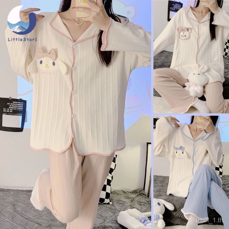 สินค้ามาใหม่ ชุดนอนแฟชั่น ชุดนอนน่ารัก เซ็ทชุดนอนลายการ์ตูน Sanrio งานผ้าร่องผ้านุ่ม งานดีสุดๆ Size L-XXL【LittleStar1