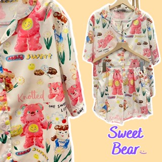 [มีโค้ดลด] Naptime ชุดนอนน่ารักลายน้องหมี เสื้อ+กางเกง รุ่น "Sweet Bear" ผ้าไหมอิตาลีนุ่มใส่สบาย