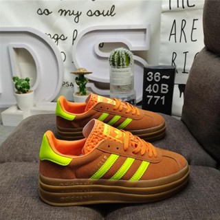 A_didas Originals Gazelle Bold W clover รองเท้าผ้าใบลําลอง พื้นหนา สามชั้น สไตล์วินเทจ