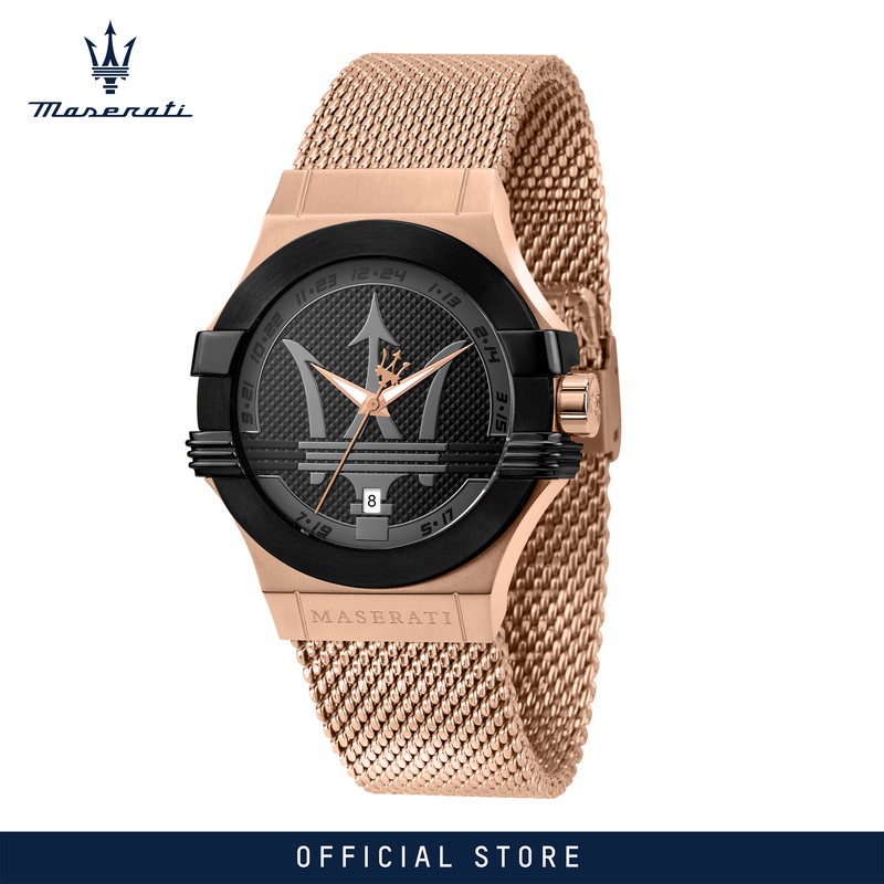 【2 Years Warranty】 Maserati Potenza 40mm Rose Gold Stainless Steel  Men's Quartz นาฬิกาข้อมือ R8853108009