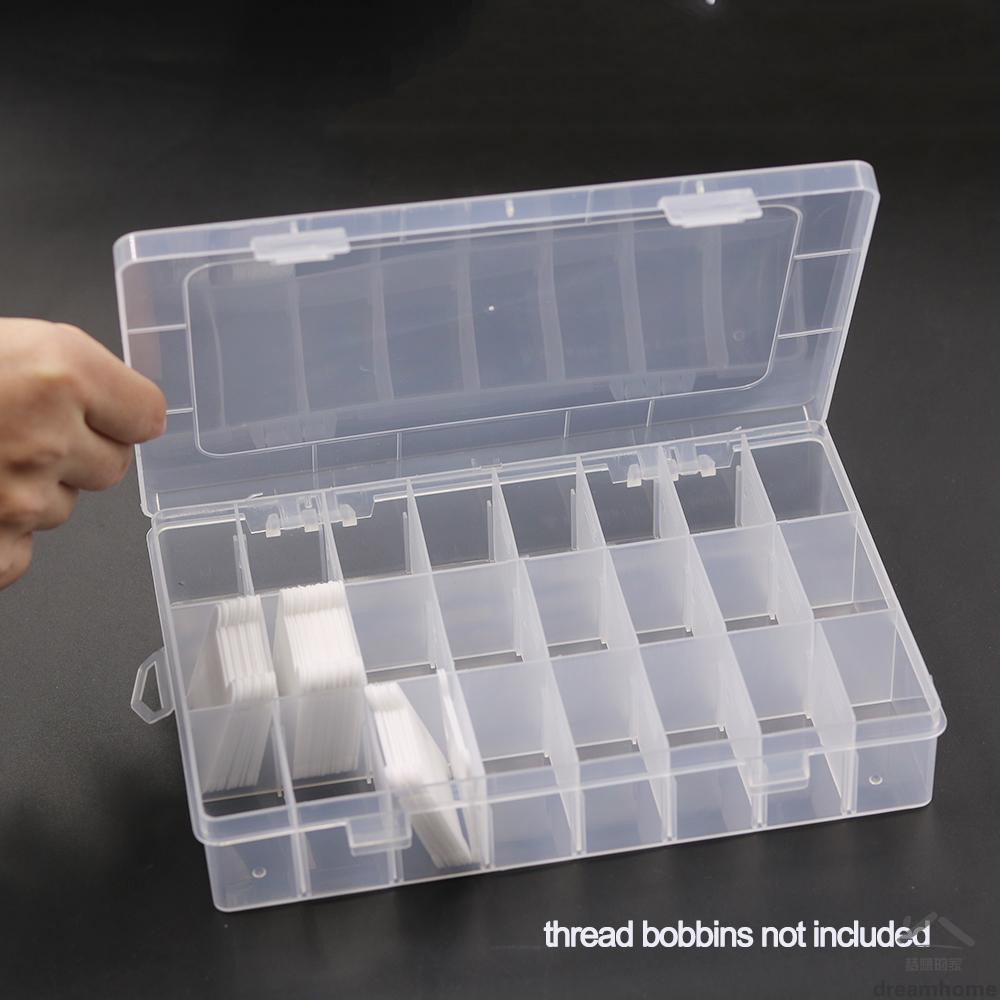 24 Grids Transparent Plastic Embroidery Floss Storage Box Floss Bobbins Beads Storage Organizer DIY 