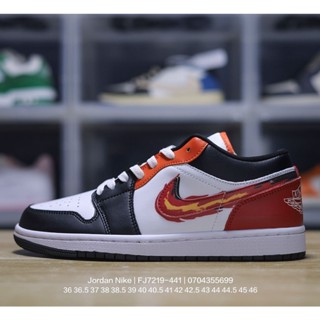 N_ike Air Jordan 1 Retro Low SE "White/Blue/Flame" AJ1 Jordan Generation Low Classic Retro รองเท้าผ้าใบลําลอง เหมาะกับการเล่นบาสเก็ตบอล