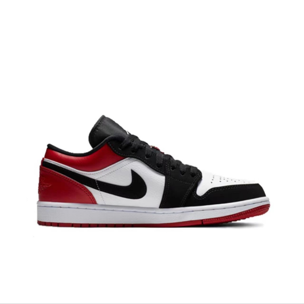 ℡【ของแท้100%】Nike Air Jordan 1 Low“Black Toe”รองเท้าผ้าใบผู้ชาย