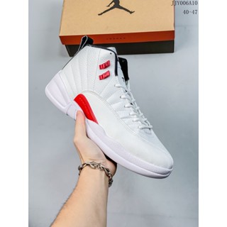 ต้นฉบับ✖️✖️Nk Air Jordan 12 Retro "Varsity Red" รองเท้าบาสเก็ตบอลลําลอง สไตล์เรโทร