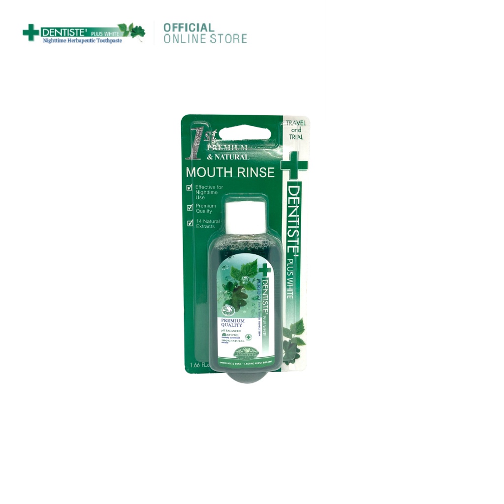 Dentiste' Oral Rinse 50ML น้ำยาบ้วนปาก ลดกลิ่นปากและแบคทีเรีย ส่วนผสมจากธรรมชาติ ลมหายใจหอมสดชื่น แบบขวด เดนทิสเต้