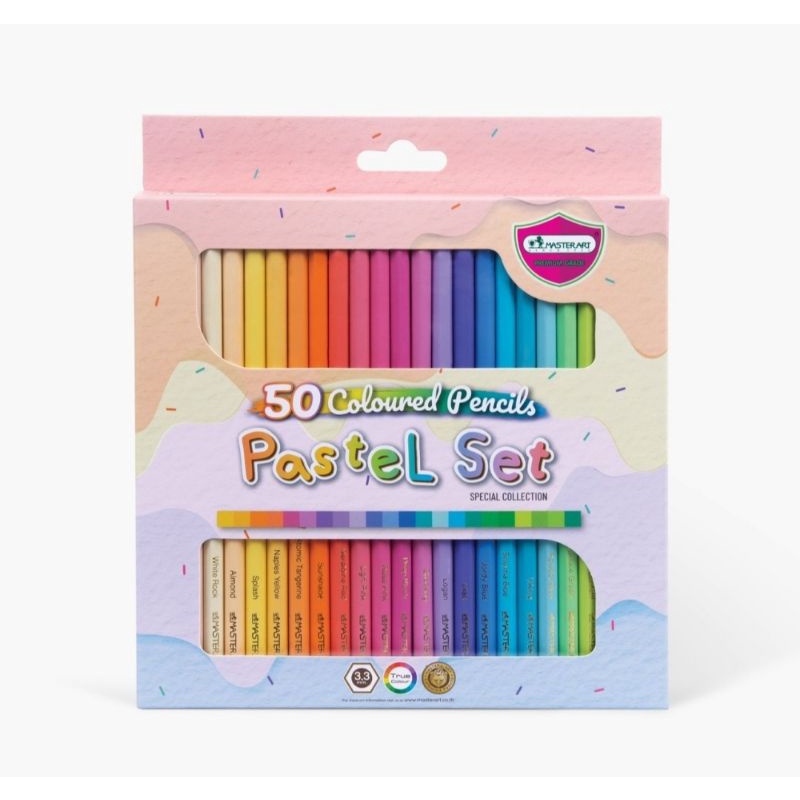 สีไม้มาสเตอร์อาร์ต 50 สี รุ่น มังงะ และ สีพาสเทล Master art 50 colourred pencil pastel set and Manga