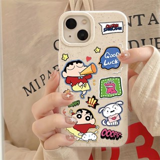 เคสโทรศัพท์มือถือ กันกระแทก ลายการ์ตูนชินจัง สีขาว สําหรับ iphone 14promax 11 13 12 7 8 Plus X XR XSMax