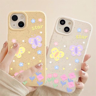 เคสโทรศัพท์มือถือแบบนิ่ม ลายผีเสื้อ ดอกไม้ สีขาว สําหรับ iphone 14promax 11 13 12 7 8 Plus X XR XSMax