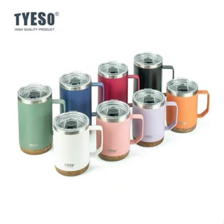 HOT🔥 แก้วกาแฟทรงตรงมีหูจับ TYESO เก็บความเย็นดี สแตนเลส304ฐาน PC+ABS+Silicone ไม่เลอะ OUTDOOR COFFEE MUG 530-