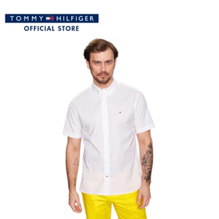 Tommy Hilfiger เสื้อเชิ้ตแขนสั้นผู้ชาย รุ่น MW0MW31382 YBR - สีขาว