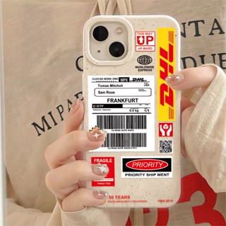 เคสโทรศัพท์มือถือแบบนิ่ม ลายฉลากโลจิสติกส์ สีขาว สําหรับ iphone 14promax 11 13 12 7 8 Plus X XR XSMax