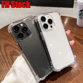 เคสใสกันกระแทก For iPhone 11 17 15 12 13 14 16 Pro Max 7 8 Plus XS Max XR tpu+PC เคสใสอะคริลิค แบบหนา ป้องกันเลนส์กล้อง