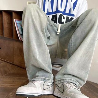 กางเกงยีนส์เอวยางยืด กางเกงยีนส์ขายาวผู้ชาย สีตะกั่ว