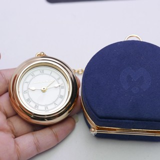 นาฬิกา Vintage มือสองญี่ปุ่น Pocket Watch นาฬิกาพกMILA SCHON  นาฬิกาปลุก พร้อมกระเป๋าหนังแท้ กรอบทอง พร้อมโซ่ 58มม