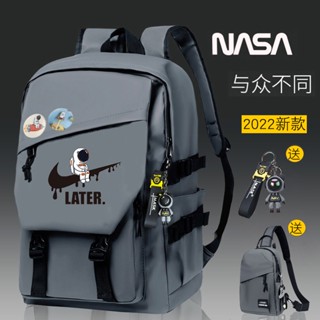 ▥✷Astronaut Backpack Men s Backpack Student College Fashion Tide Brand Computer Bag High School Junior School Student Sc