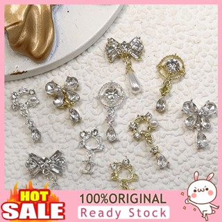 [B_398] 3Pcs Nail Charms Sparkling Stunning Effect Ultra-Light Creative Shape Wide Application DIY Alloy Shiny Bow-knot Rhinestone Nail Art Decorations Crafts for Nail Salon