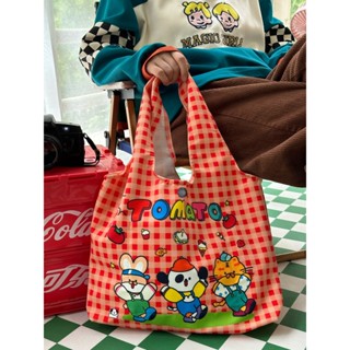 ☃✆ของแท้จากเกาหลี ins all-match canvas bag women cute shoulder bag student class bag niche canvas bag large capacity