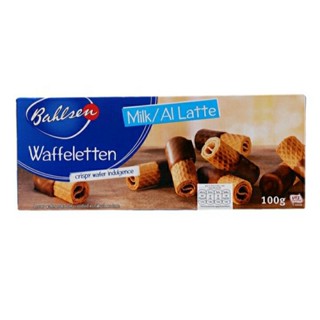 บาวเซ่น วาฟเฟิลอบกรอบเคลือบช็อกโกแลตนม Bahlsen Waffleetien Milk 100g