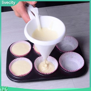 {livecity} Kitchen DIY Hand-held Chocolate Icing Cream Funnel Cup Plastic Batter Dispenser