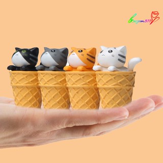 【AG】Mini Cat Model High Simulation Detailed Texture Decoration Ice Cream Cones Miniature Model for