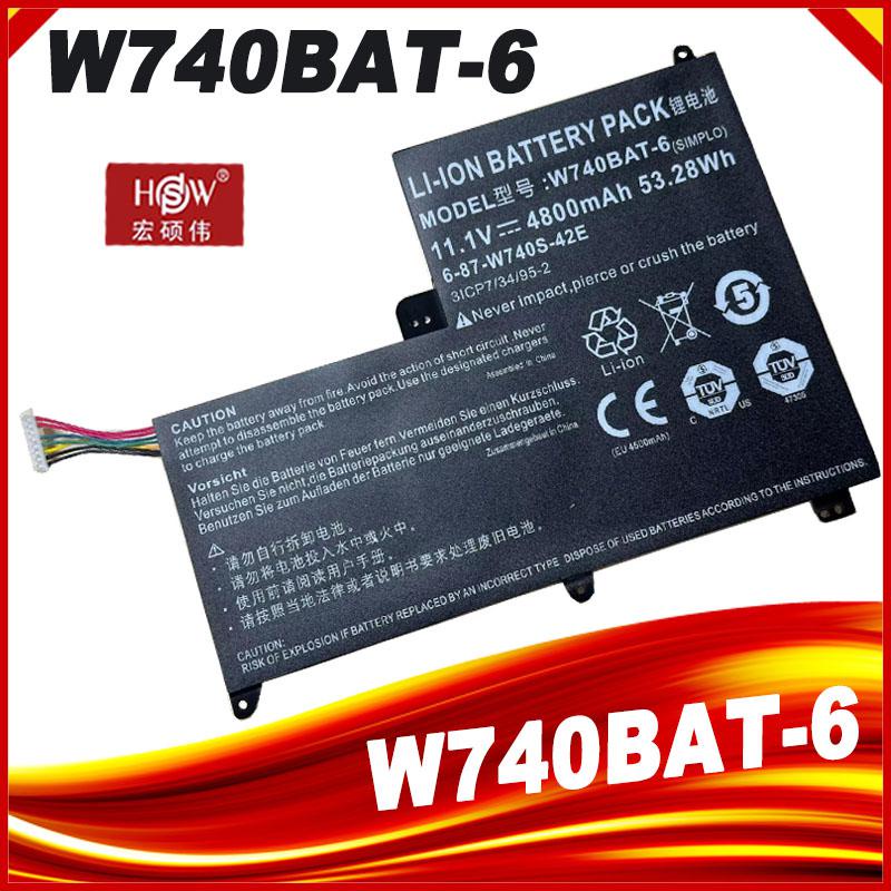 11.1V W740BAT-6 W740BAT-6แบตเตอรี่แล็ปท็อปสำหรับ Clevo Schenker W740S S413 W740SU 53.28Wh/34/95-2