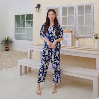 ชุดนอน Muslin pajamas [ โค้ด MUSSEP130 ลด 130 ฿] ชุดนอนผ้าเยื่อไผ่ ผ้านุ่ม ใส่สบาย (รุ่น G405)