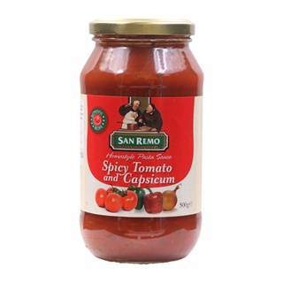 ซานรีโมซอสมะเขือเทศผสมหัวหอมและพริกไทย 500กรัม  /  Sanremo Tomato Onion Pepper Pasta Sauce 500g.