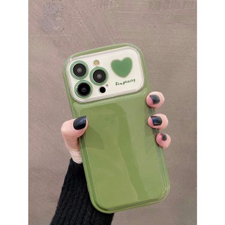 เคสโทรศัพท์มือถือ ลายหัวใจ สีเขียว สําหรับ Apple iPhone 14 13 12 11 Pro Max 14pro 13