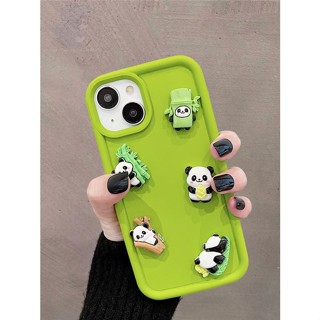 เคสโทรศัพท์มือถือ ลายแพนด้า มัสตาร์ด สีเขียว สําหรับ Apple iPhone 14 13 12 11 Pro Max 14pro 13 11