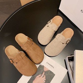 ❦รองเท้า Birkenstock Baotou รองเท้าแตะแบบครึ่งตัวแจ๊กเก็ตผู้หญิงฤดูใบไม้ผลิและฤดูร้อน Birkenstock 2023 แบนแฟชั่นตกปลาแบบ