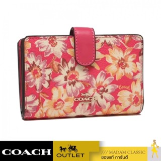 ของแท้ 💯% กระเป๋าสตางค์ COACH 3497 MEDIUM CORNER ZIP WALLET WITH VINTAGE DAISY SCRIPT PRINT (IMPMC)