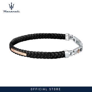 Maserati Jewels 225mm Mens Steel Recycled Leather Bracelet JM222AVE01 (Adjustable)