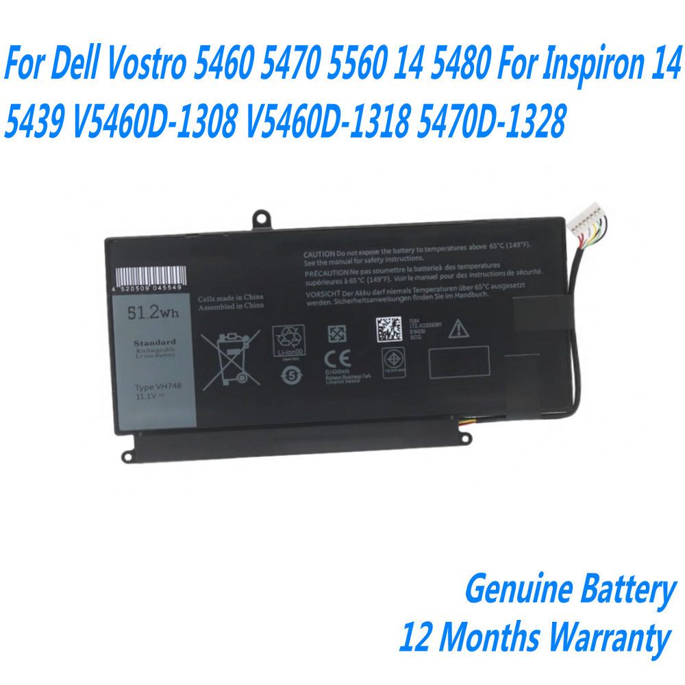 ใหม่ VH748แบตเตอรี่แล็ปท็อปสำหรับ Dell Vostro 5460 5470 5560 14 5480สำหรับ Inspiron 14 5439 V5460D-1