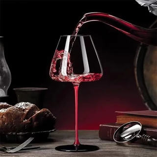 【พร้อมส่งในไทย】แก้วไวน์แดงเท้าสูงทรงดอกกุหลาบทรงสูง (ก้านแดง/ไม่แตก) red wine glass ความจุใหญ่ 700ml