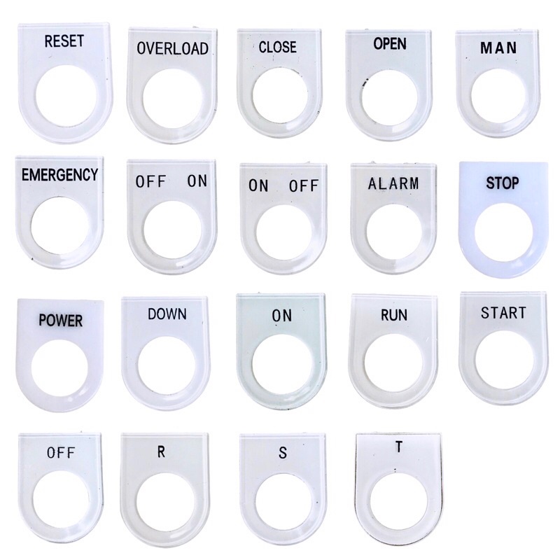 Namepage ป้ายเนมเพลทขาว(แพ็ค 10ชิ้น) nameplate ขนาด 22mm ป้ายตู้คอนโทรล ป้ายสวิตช์ ป้ายแล้มป์  22 มม  ป้ายห่วง