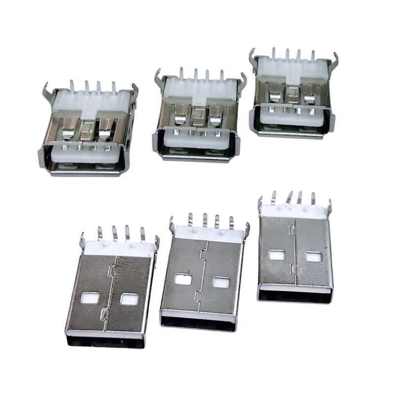 Jack USB ขั้วเชื่อมต่อ (แพ็ค5ตัว) USB 2.0 4Pin 2 ขา 90 องศา ตัวผู้ และ ตัวเมีย Type A