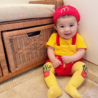 ✾⊙Ins ชุดจั๊มสูทฤดูร้อนทารกชายและหญิงสร้างสรรค์เสื้อผ้า McDonald อายุ 100 วันเฟรนช์ฟรายส์ romper romper