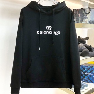 Balenciaga เสื้อกันหนาวมีฮู้ด ผ้าฝ้าย พิมพ์ลาย B family ทรงหลวม สไตล์ยุโรป และอเมริกา เหมาะกับฤดูใบไม้ร่วง และฤดูหนาว สําหรับผู้ชาย และผู้หญิง