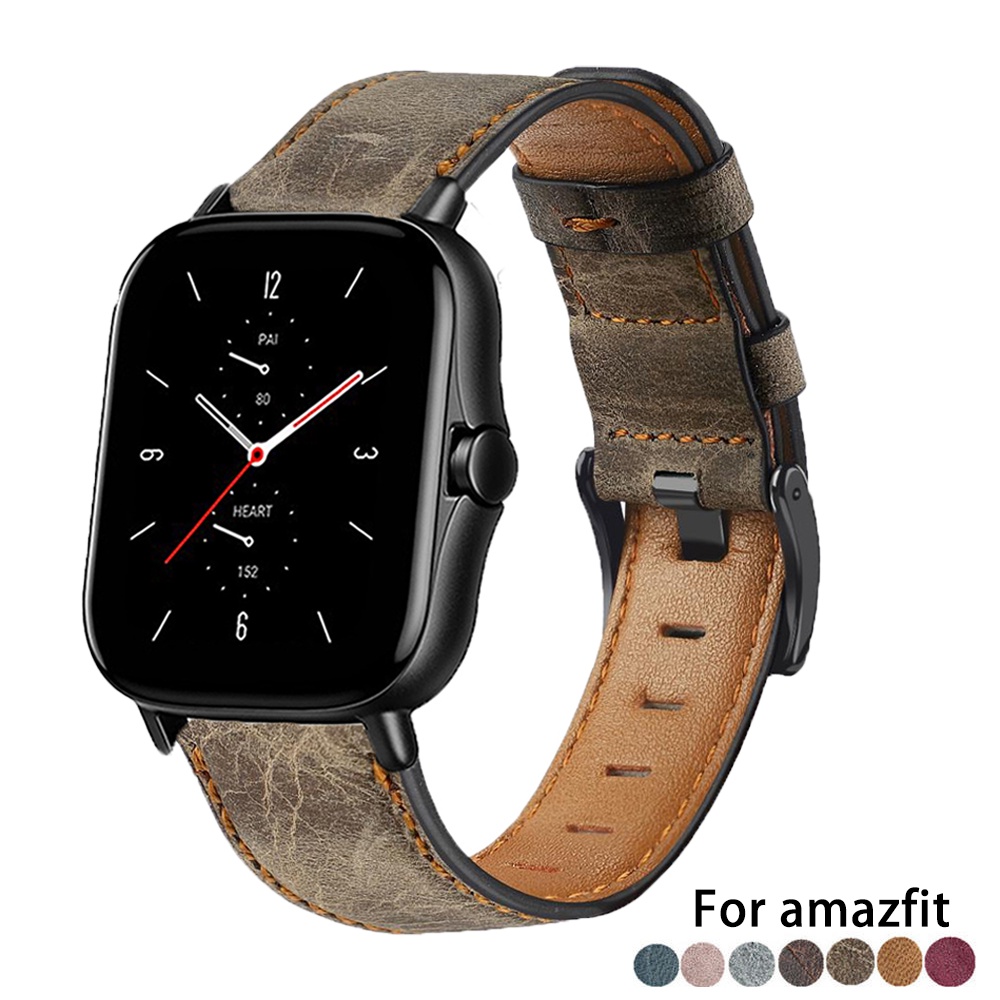 ✌▦○22mm watch band for xiaomi Amazfit Pace/Stratos 2 2S /gtr 47mm Genuine Leather watchband smart correa amazfit Stratos