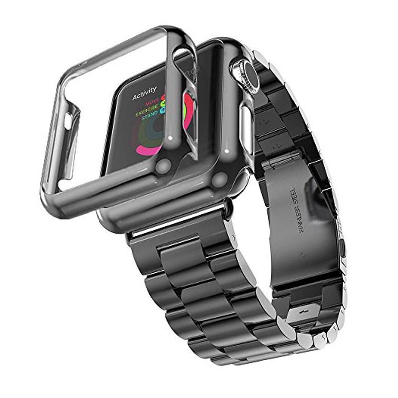 ✔▨Case+strap for Apple Watch band 45mm 44mm 40mm 42mm 38mm Stainless Steel belt metal Bracelet iWatc