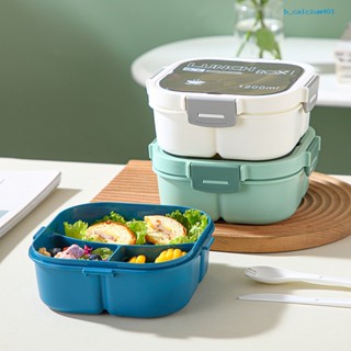 Calciwj Student Bento Box Thick Material Partition High Capacity Anti-leak Three Compartments Food Storage